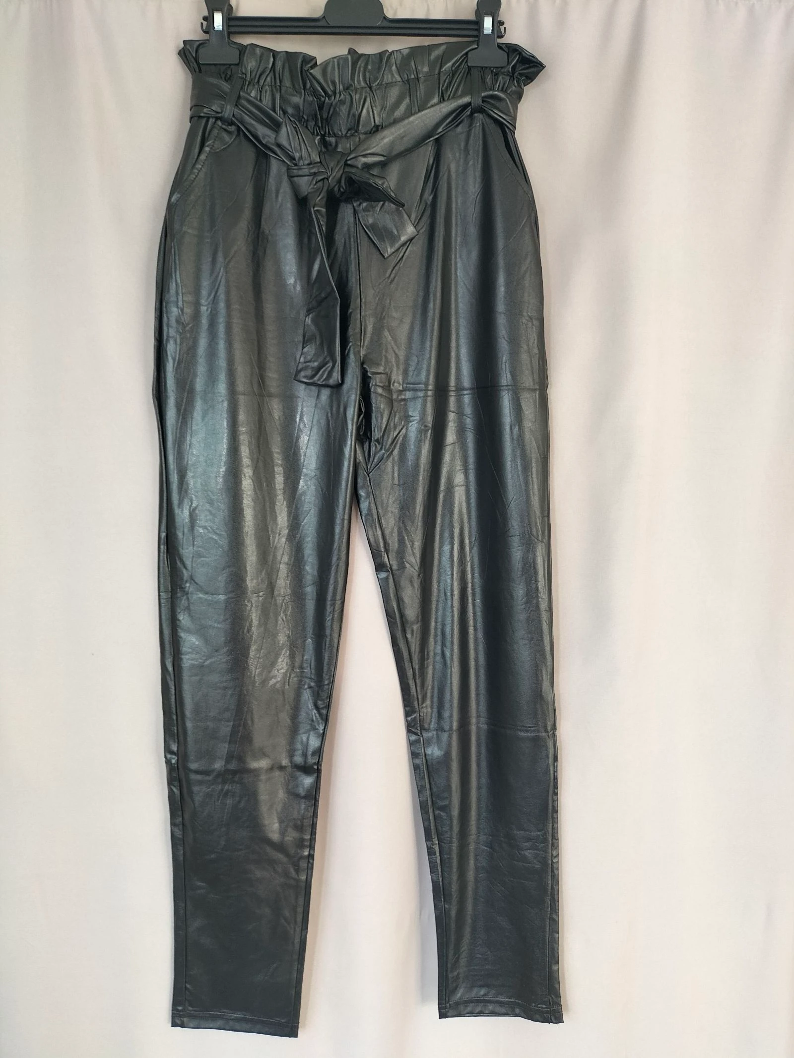 Black Faux Leather Carrot Cut Pants | S/M | I Love Holala | New – photo 2